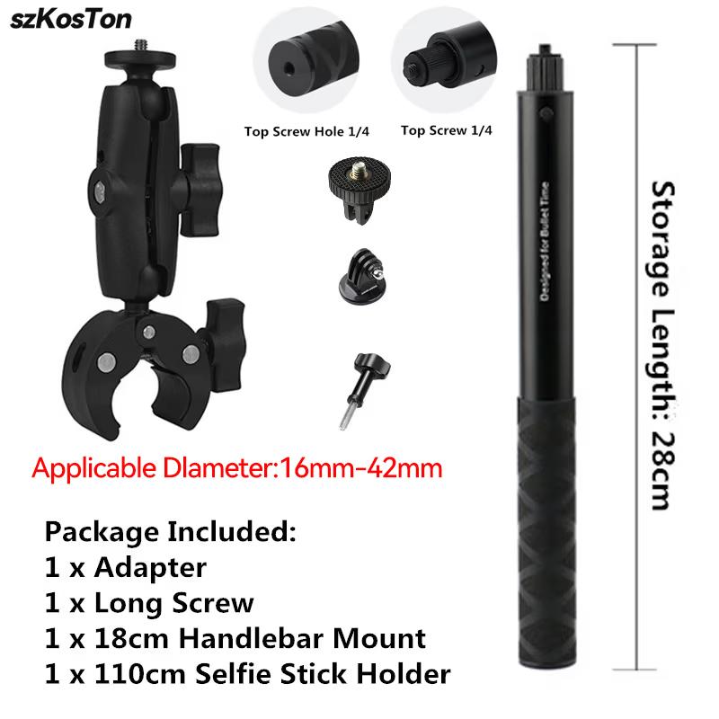 Motorcycle Bicycle Camera Holder Handlebar Mount Bike Bracket for GoPro 13 12 11 10 9 8 DJI Action 6 5 Pro NANO Insta360 X5 X4