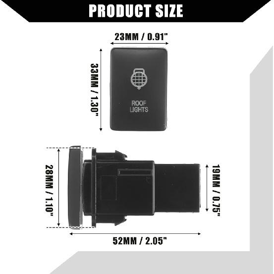 Power Push Button Switch with Connector Wire for Toyota Landcruiser 4Runner / Car Interior LED Light on Off Switch Panel/Waterproof / 1 Set Blue