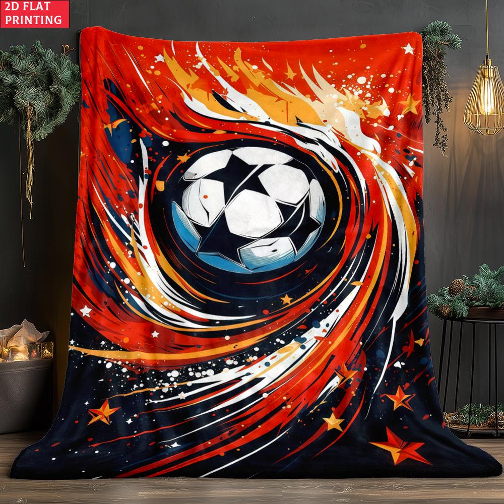 Golden Soccer Print Thin Flannel Blanket for Bedroom,Living Rooms,Sofas Blankets,Lunch Breaks,blankets Fluffy Blanket