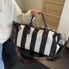 Retro Striped Women's Large Capacity Travel Handbag Durable Oxford Convertible Crossbody Shoulder Bag for Weekend Trips & Daily Commute CLE