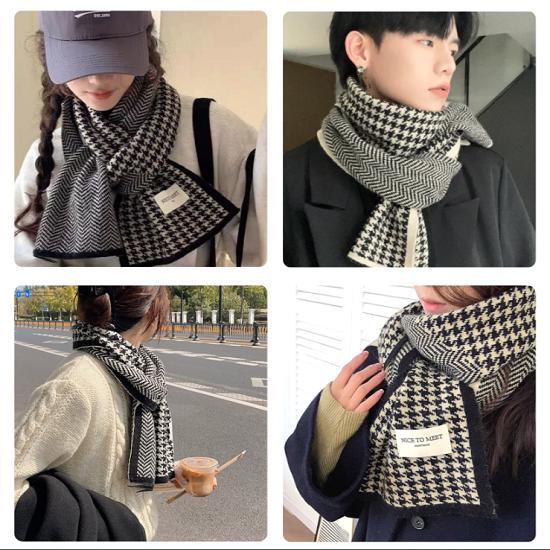Winter Warm Herringbone Check Muffler Scarf