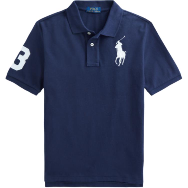 

Polo Ralph Lauren Logo Print Button Straight Short Sleeve T-Shirt Kids Tops Blue CWPOKNIYN820133-410 XL