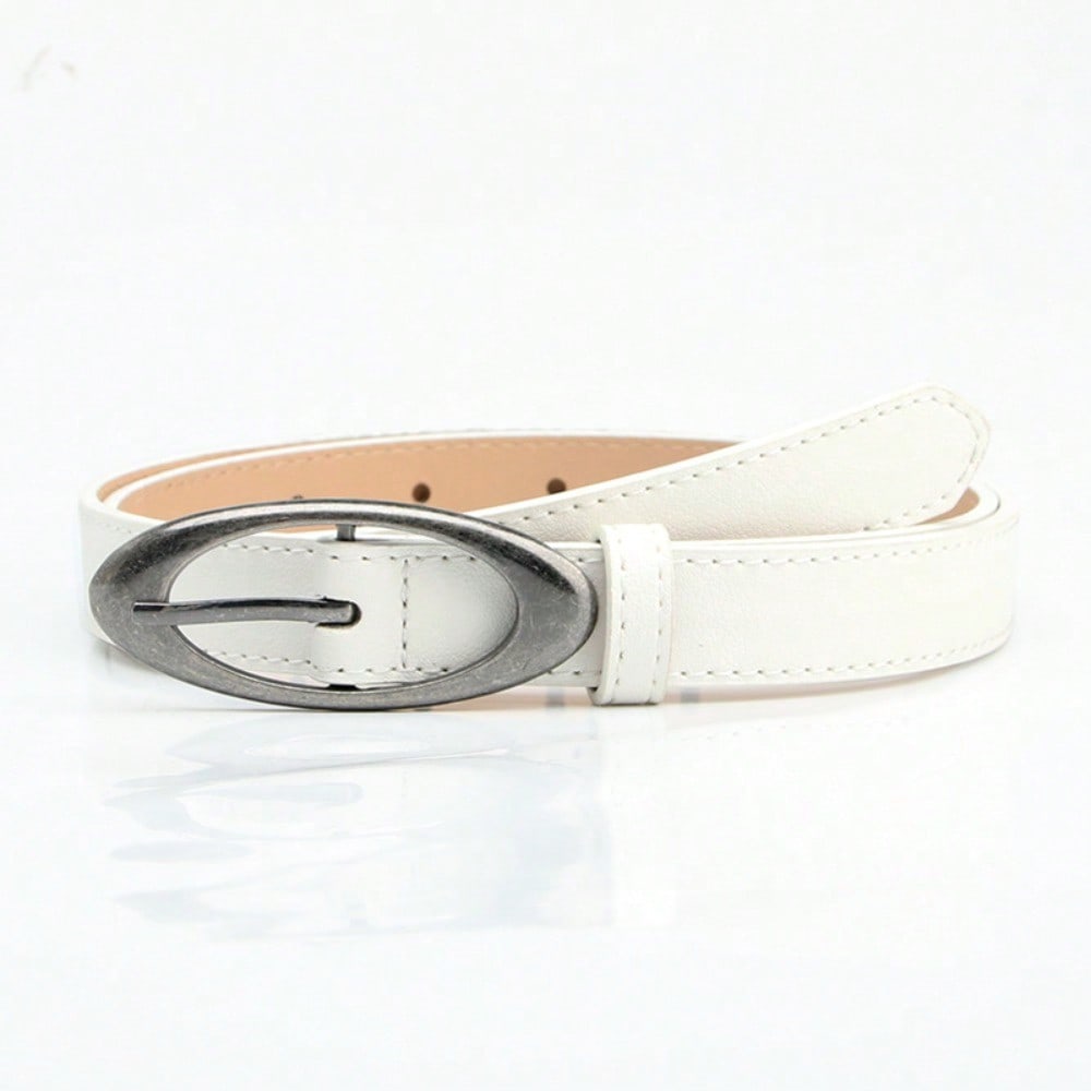 Oval Ancient Silver Alloy Buckle Belt for Women's Fashionable Personality Casual Versatile Jeans Decorative Belt