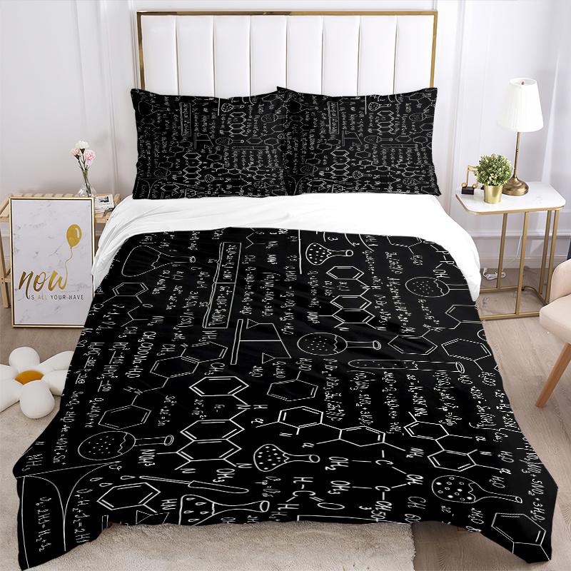 3pcs Chemical Formulas and Symbols Quilt Cover Set, Soft and Cozy Bedroom
