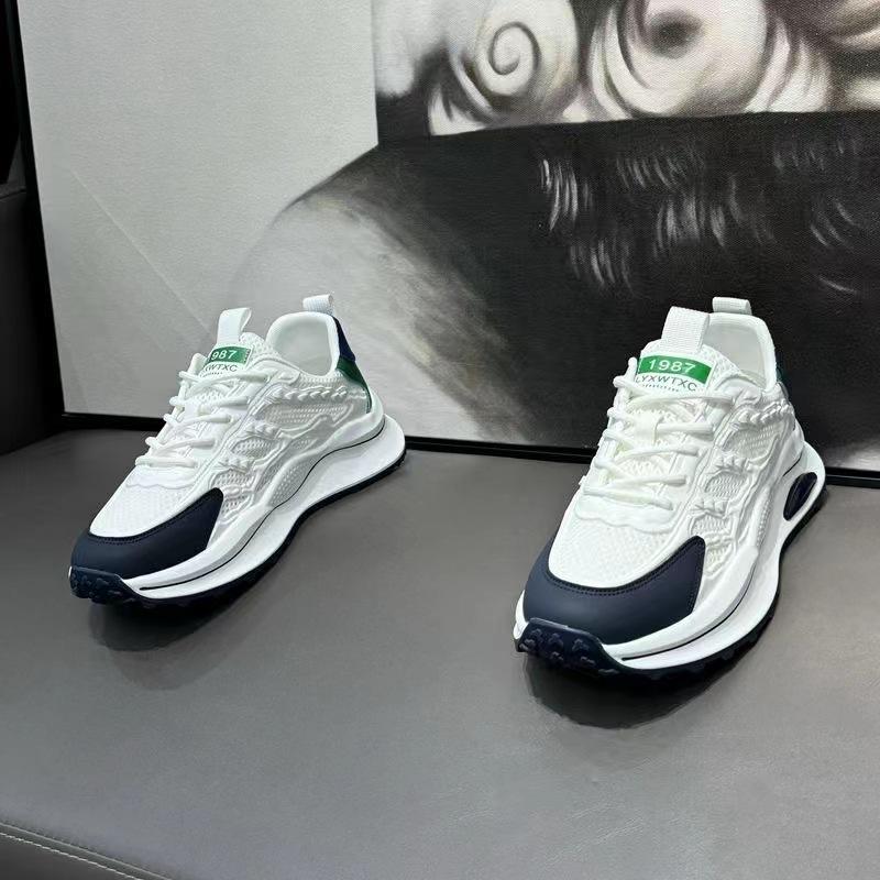 Men’s Breathable Mesh Summer Running Shoes – Comfortable, Soft Sole, Trendy, Versatile, White.