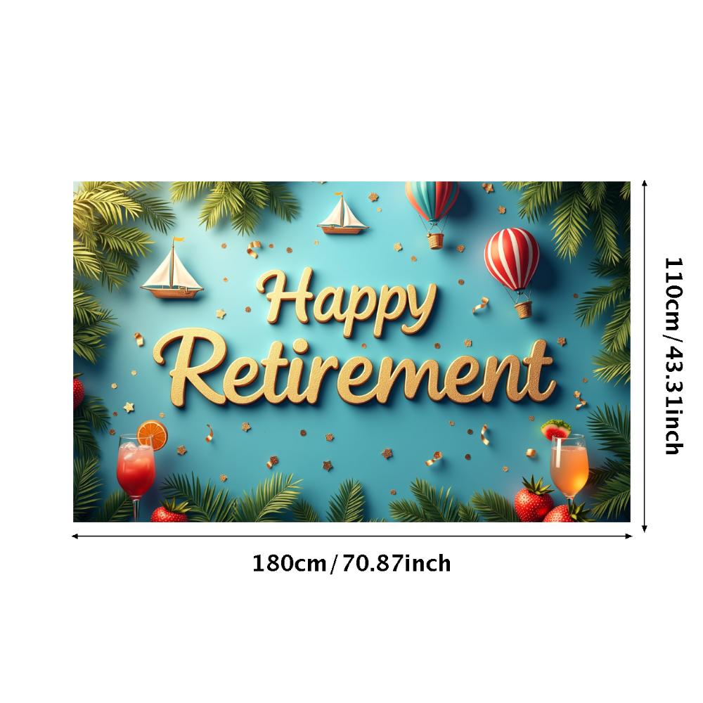 Happy Retirement Banner Balloons Retirement Theme Party Celebration Decoration Backdrop Photography Background Prop Wall Poster