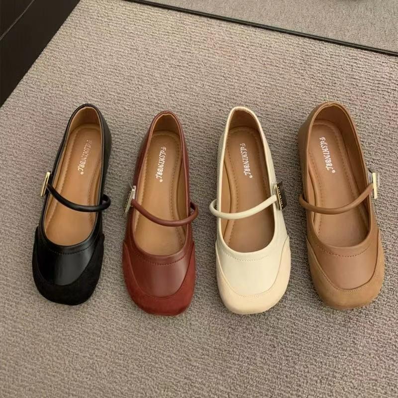 Soft Retro Round Toe Shallow Mouth Single Shoe for Women's Spring Summer New Style Simple Comfortable Flat Shoes