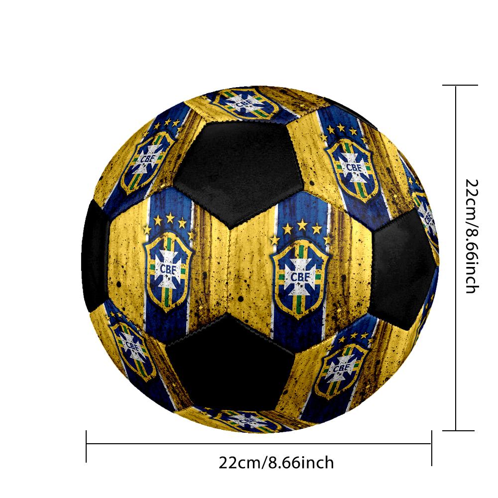SIZE 5 Brazil National Football Team Soccer Ball Colorful All Ages Machine Stitched PVC Competition Ready Durable High-Bounce