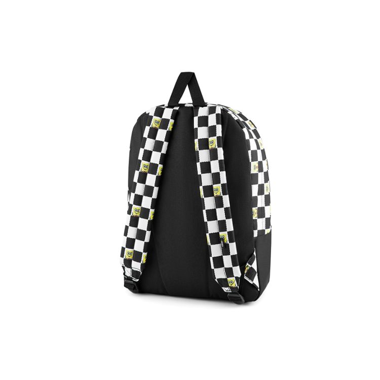Vans X SpongeBob Collaboration Full Print Black And White Checkerboard Large Capacity Couple Student Polyester Backpack Unisex Backpack VN0A5KHQQ7Y