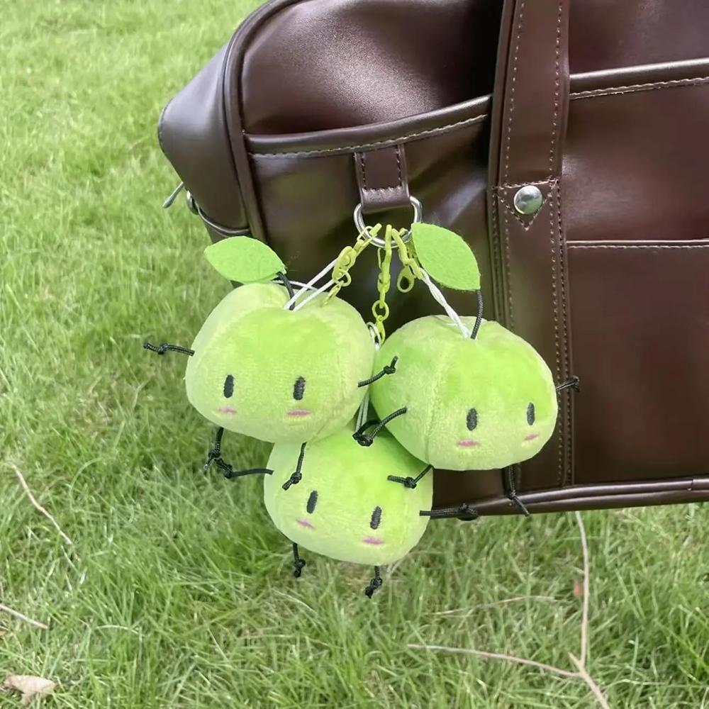 Game Stardew Valley Junimos Cosplay Keychain Green Cute Apple Elf Plush Cotton Doll Backpack Pendant Keyring Accessories