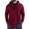 Men Fleece Hoodies Asymmetric Diagonal Zipper Sweatshirt Autumn Winter Casual Long Sleeve Hooded Jacket