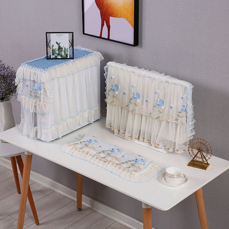 Fabric Lace Design European Style Computer Desktop Dustproof Computer Cover Cloth Keyboard Computer Host Cover Cloth 3PCS ZG266