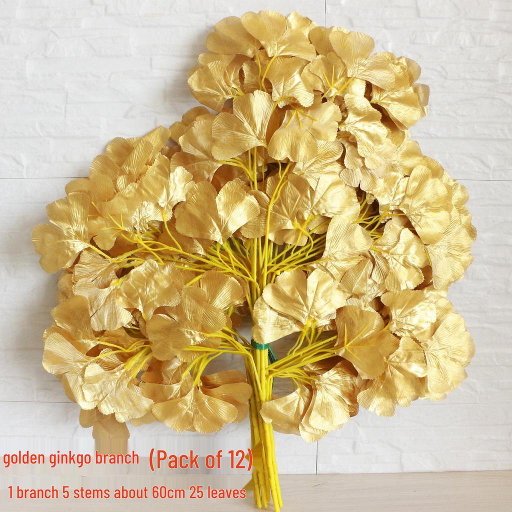 Golden Rattan Artificial Vine with Grape and Apple Leaves - Wedding Ceiling Hanging Decoration
