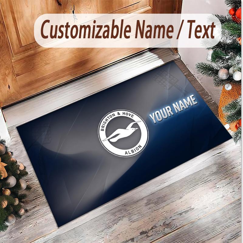 Personalized Crystal Velvet Carpet Brighton & Hove Albion Football Pattern Non Slip Floor Rug
