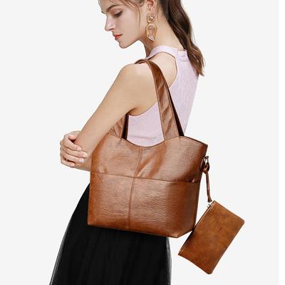 Solid Shoulder Bags for Women  High-quality Soft Leather Crossbody Handbags Lady High-capacity Travel Shopper Bag