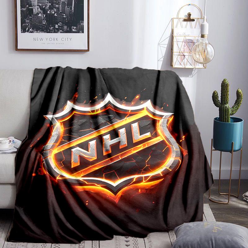 Nhl Hockey League Emblem Throws Blanket Flannel Blankets Plush for Couch Bed Gifts for Men Women Travel picnic blanket Christmas fan gifts