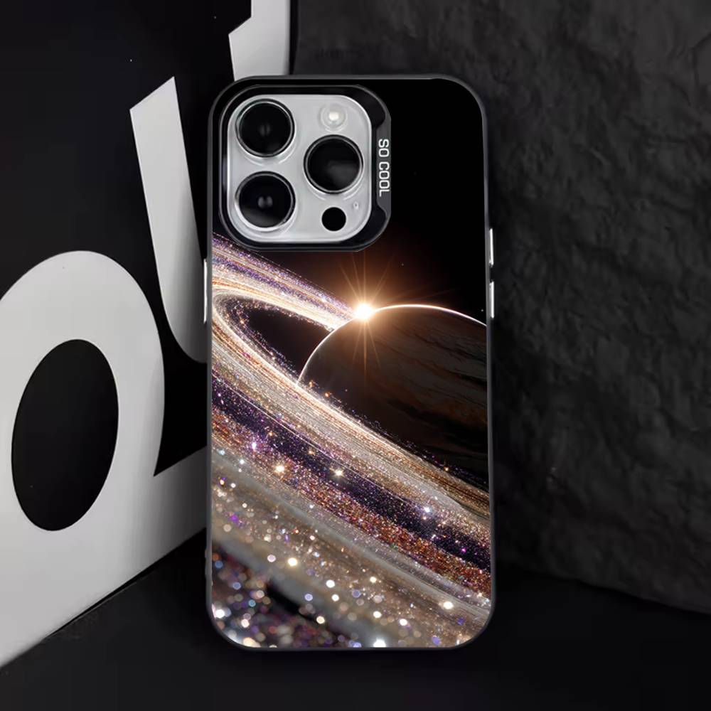 Moon Galaxy Universe Cool For iPhone 17,16,15,14,13,12,11,Pro,Max,Plus,E,Air,Mini Anti Fall Black Matte Hard Bumper Phone Case