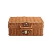 Mini Suitcase Box PE Rattan Hand Woven Rectangular Storage Basket with Handle for Travel Themed Party Wedding Decoration