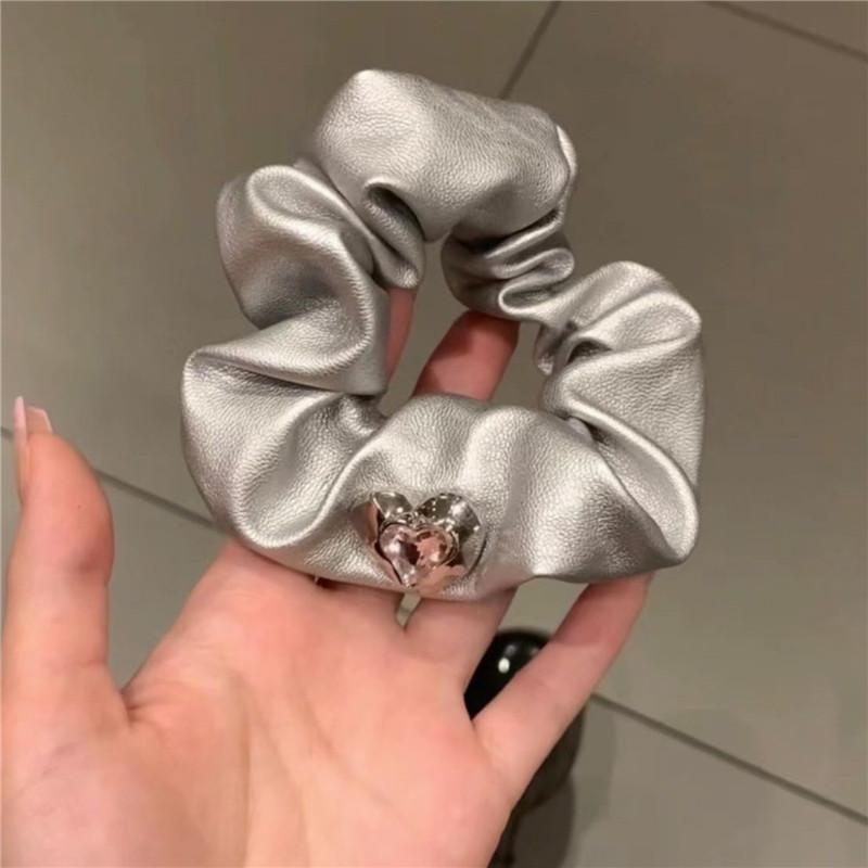 Scrunchie din piele de vară Coreea Scrunchie mare pentru păr femei Benzi elastice pentru păr Crăciun pentru cap Legături de frânghie de păr Suporturi pentru coadă de cal