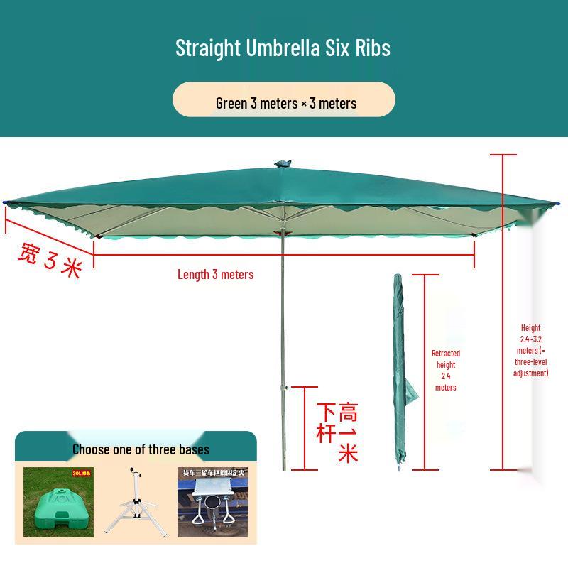 Large Rectangular Folding Patio Umbrella with Canopy Sun Protection