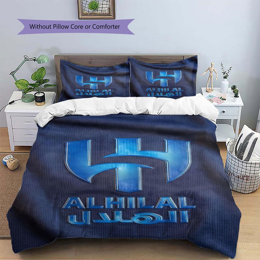 Al-Hilal Saudi FC Pattern Bedding,Quilt Set Quilt Cover Pillowcase Home Birthday Gift(1 * duvet cover + 2 * pillowcase, without core)