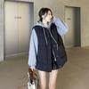 Women's 2024 European-Style Hooded Down Cotton Coat: Faux Two-Piece Thick Winter Sweatshirt