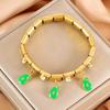 Watermelon Fruit Pendant Bangle Crystal Stainless Steel Bracelet  Vacation