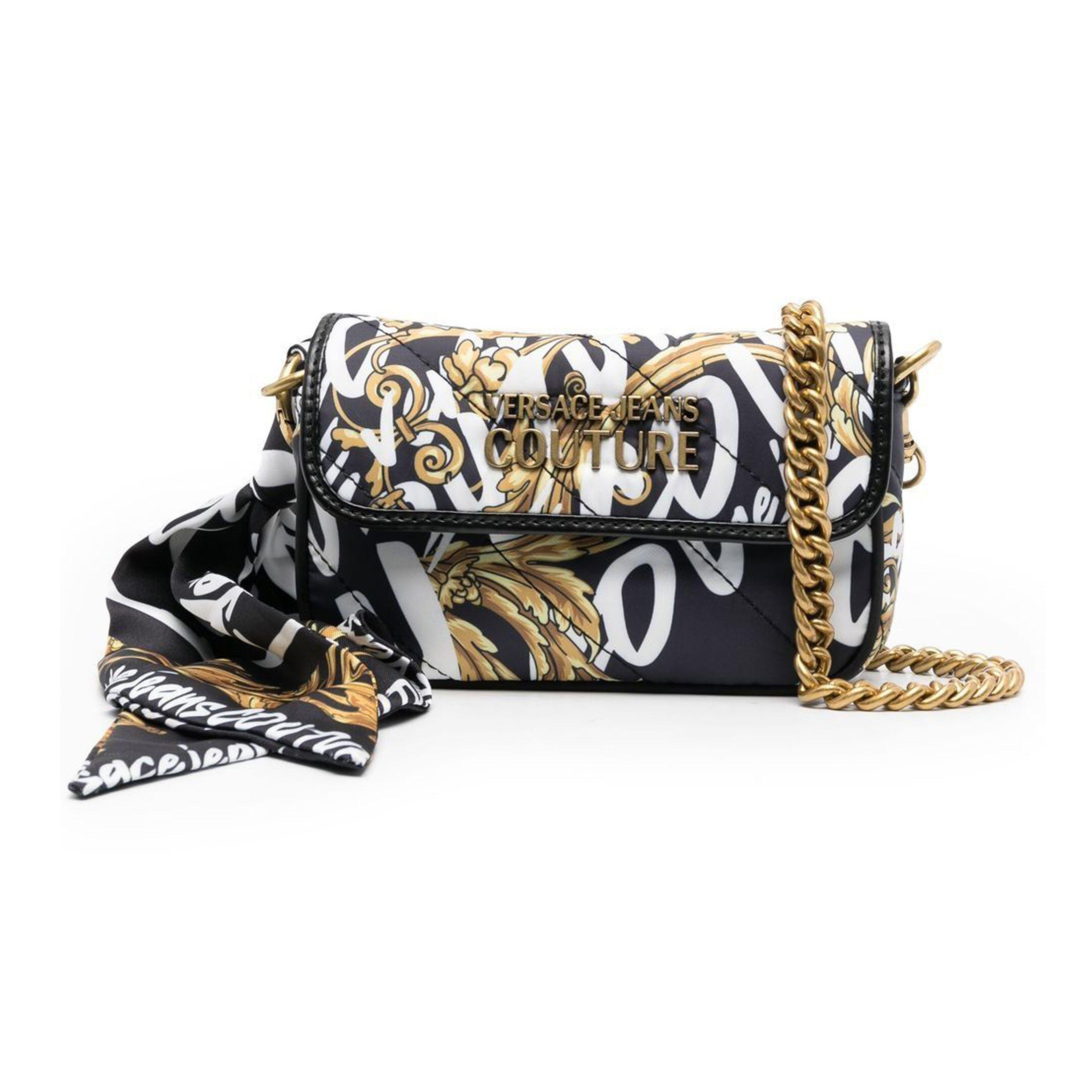 

Versace Jeans Couture Baroque Pattern Printed Scarf Detail Flap Closure Crossbody Shoulder Bag Women Bags Black 73VA4BA3-ZS466-G89 Basic Set (Bag+Dust Bag)