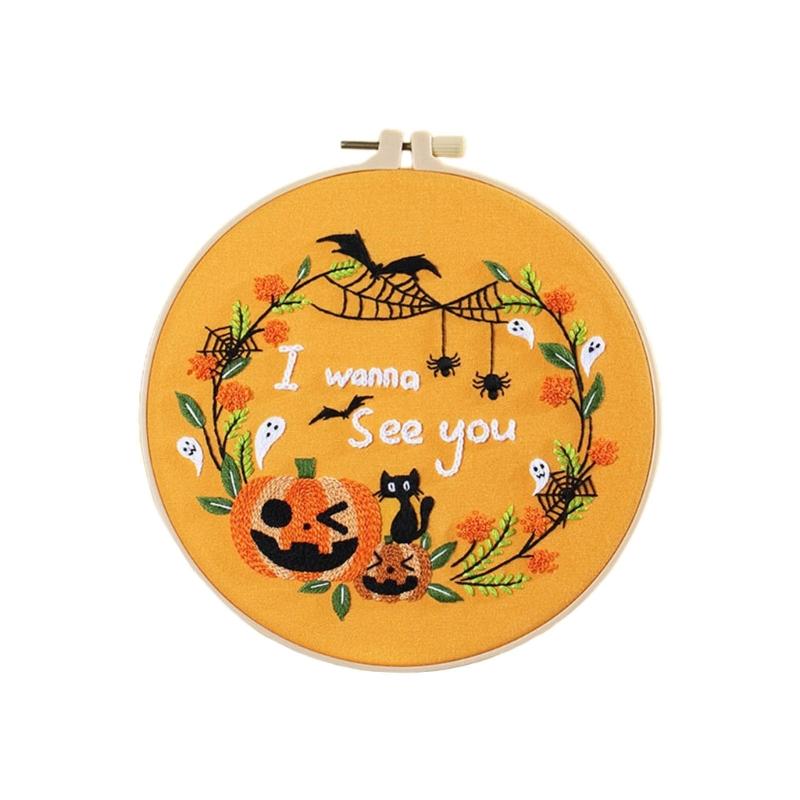 Embroidery Kits with Halloween Pattern, Embroidery Starter Kits with Instruction