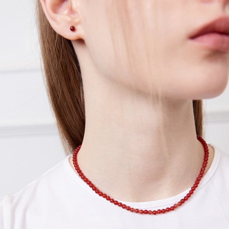 emott Tiny ball Earring ( Red onyx )