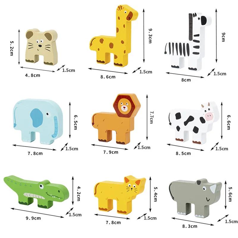 Wooden Montessori Animal Stacking Block Game Shape Matching Balance Fine Motor Training Educational Toys For Children