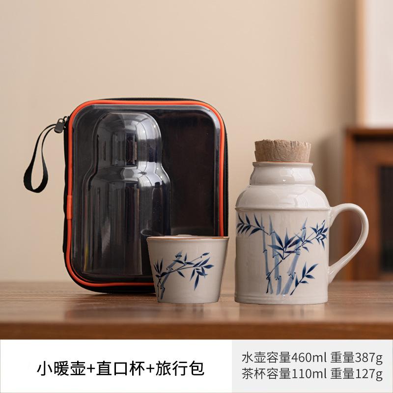 Ru Kiln Small Warm Pot Mug with Cover Ceramic Braised Teacup Chinese Large Capacity Thermos Bottle Office Cup with Handle