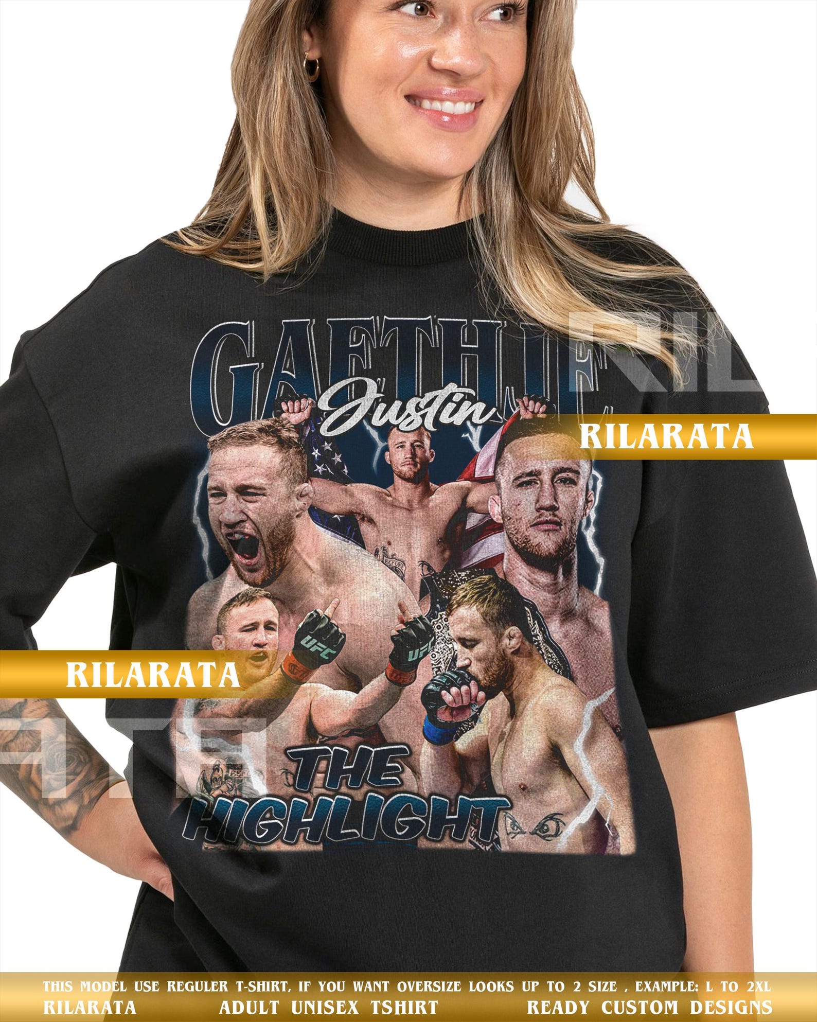 Justin Gaethje The Highlight Vintage T-Shirt Gift for Women and Man Shirt Unisex Tee Sport SweaT-Shirt XL