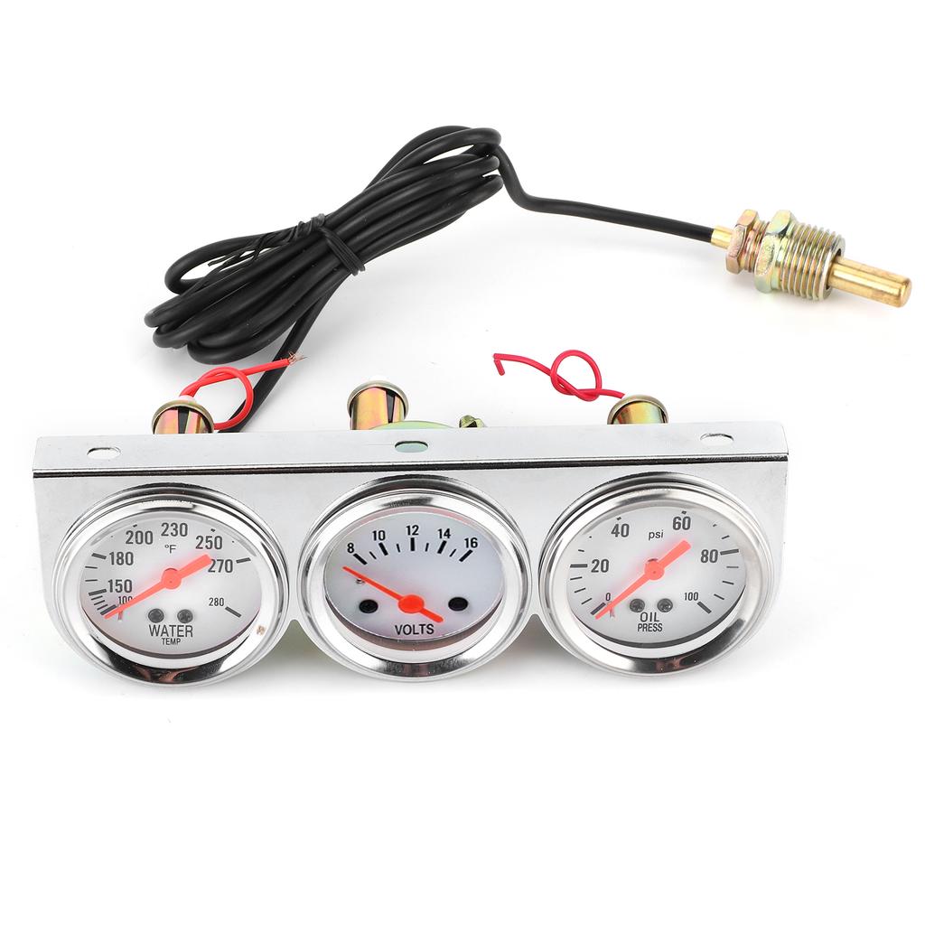 Universal 3 In 1 Gauge Set Water Temp VoltsOil Press 52mm Meter Mechanical Instrument