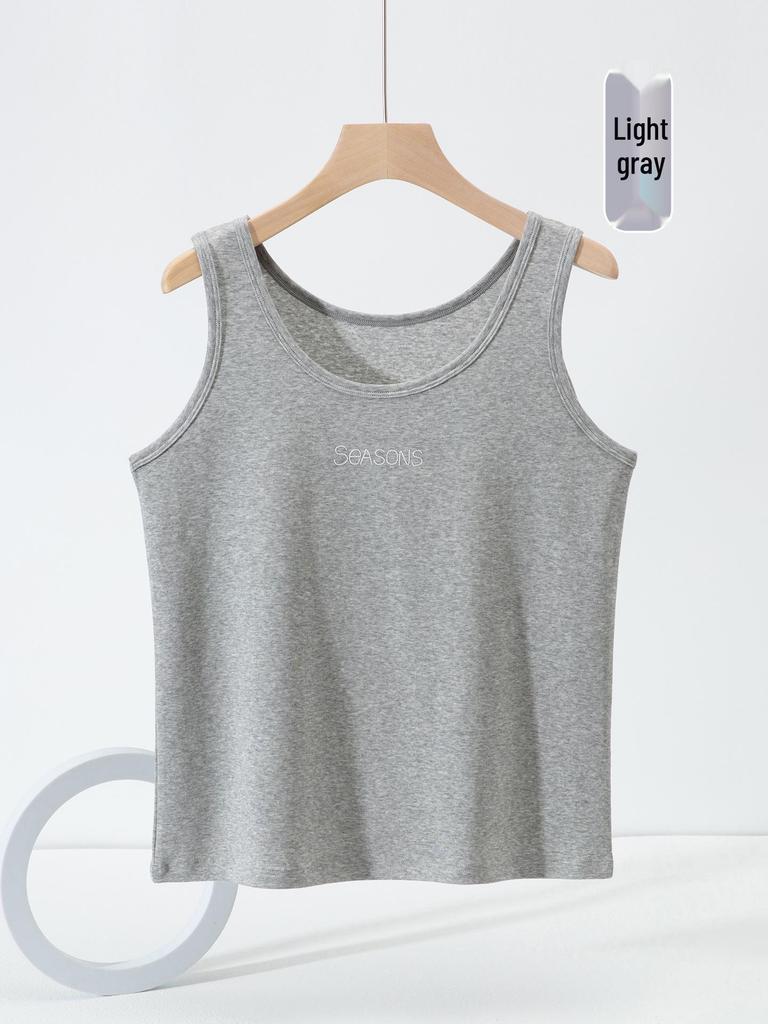 Plus Size Women's Korean Style Cotton Camisole Tank Top - Sleeveless Solid Color for Spring/Summer