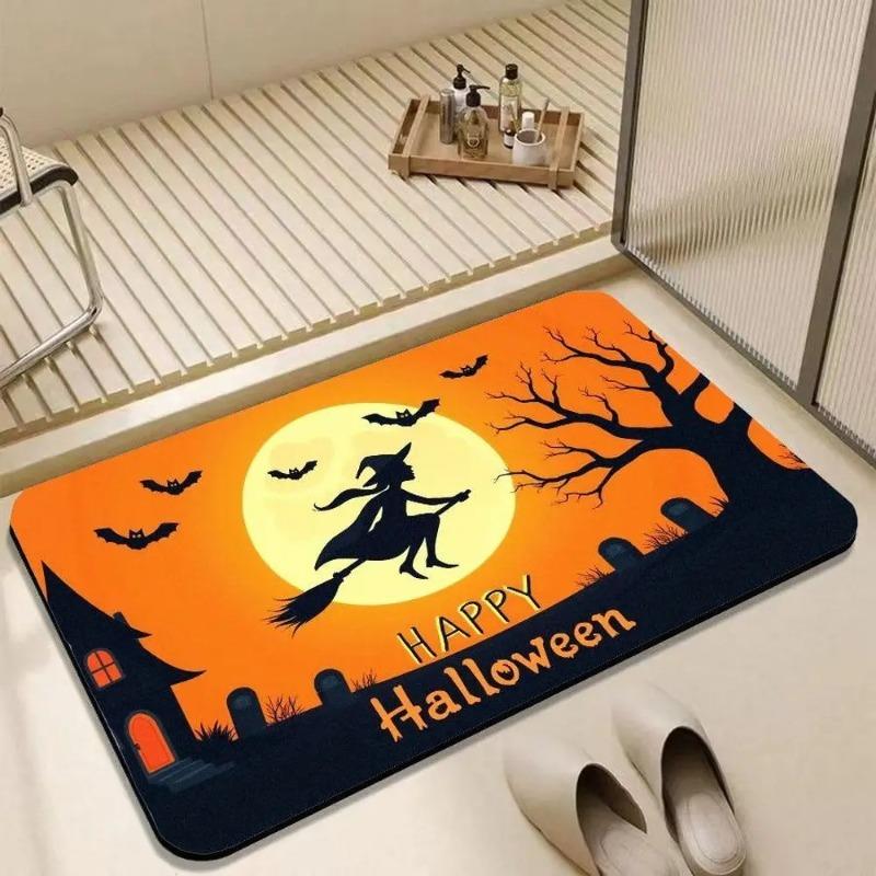 Halloween Theme Printed Door Home Festival Decoration Floor Mat for Living Room Bedroom Entrance Rug Anti-slip Polyester Carpets