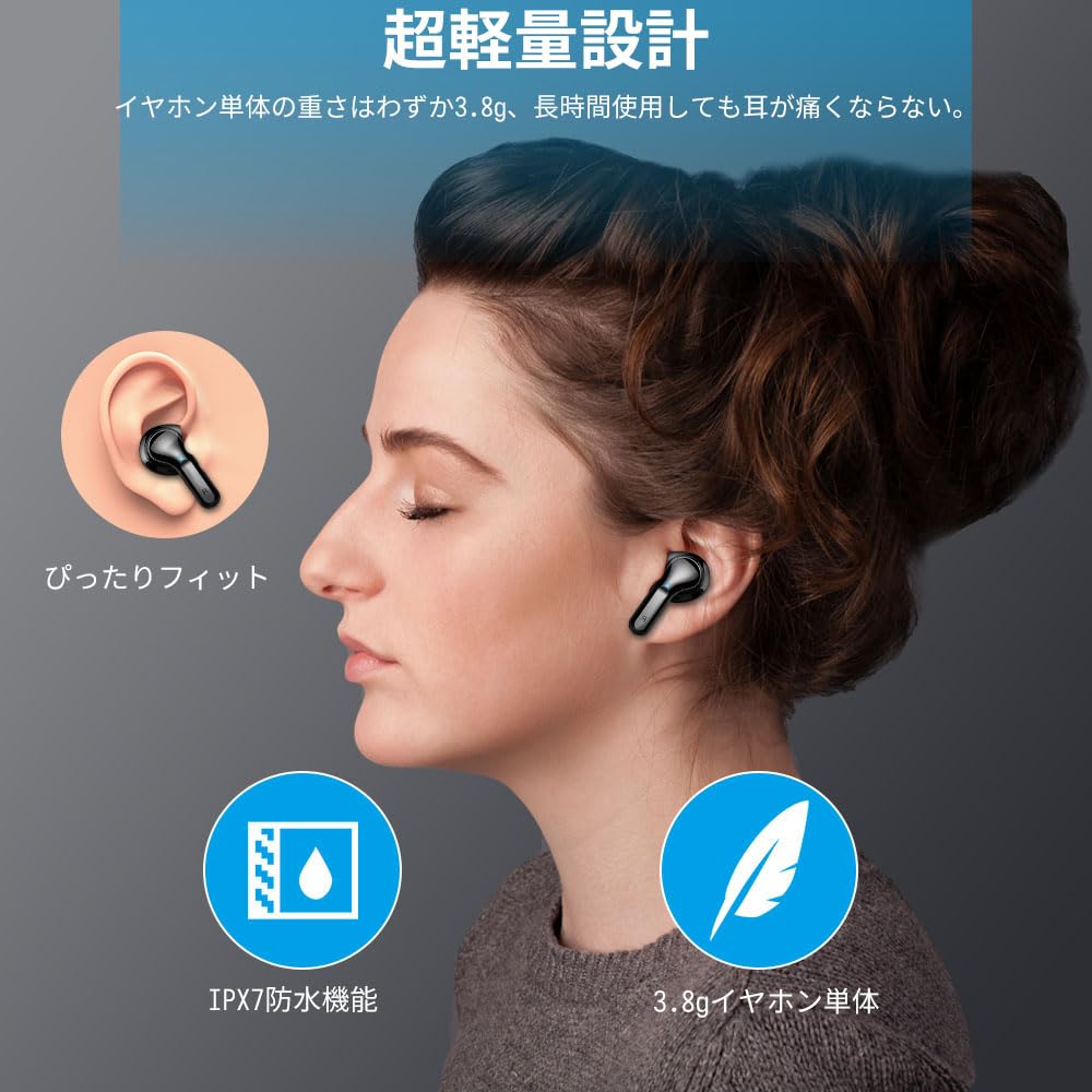2025 Bluetooth Wireless ENC Noise Dual Bluetooth Up To 42 Hours of LED IPX7 Touch Compatible with Japanese Instruction Manual Included Earbuds,