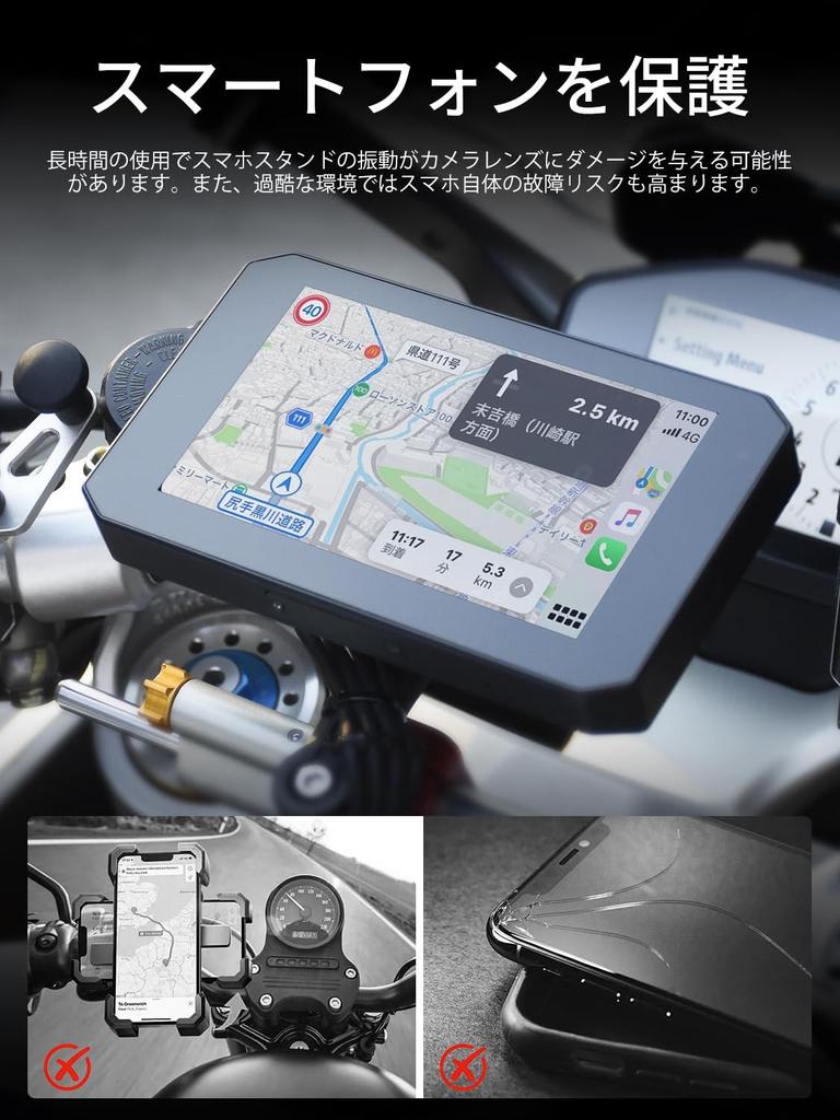 YolanAuto MT5 Motorcycle Dash Cam with Auto Video 60FPS IPS Driving Info 3 UI Sony 1080P Front and Rear IP68 Waterproof and Parking 64GB Storage