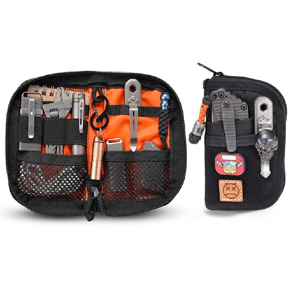 VIPERADE VE10 EDC Подсумок Маленький Карманный Органайзер для Инструментов с 10 Отделениями, Мужской Карманный Органайзер для Мультитулов, EDC Органайзер с Зонами для Нашивок для DIY чёрный