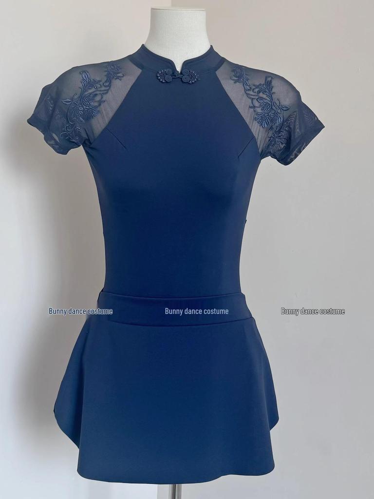 Bonnie Damen Kurzarm Ballett-Trikot - Chinesischer Stehkragen Tanzbekleidung für Erwachsene Gymnastik und Training