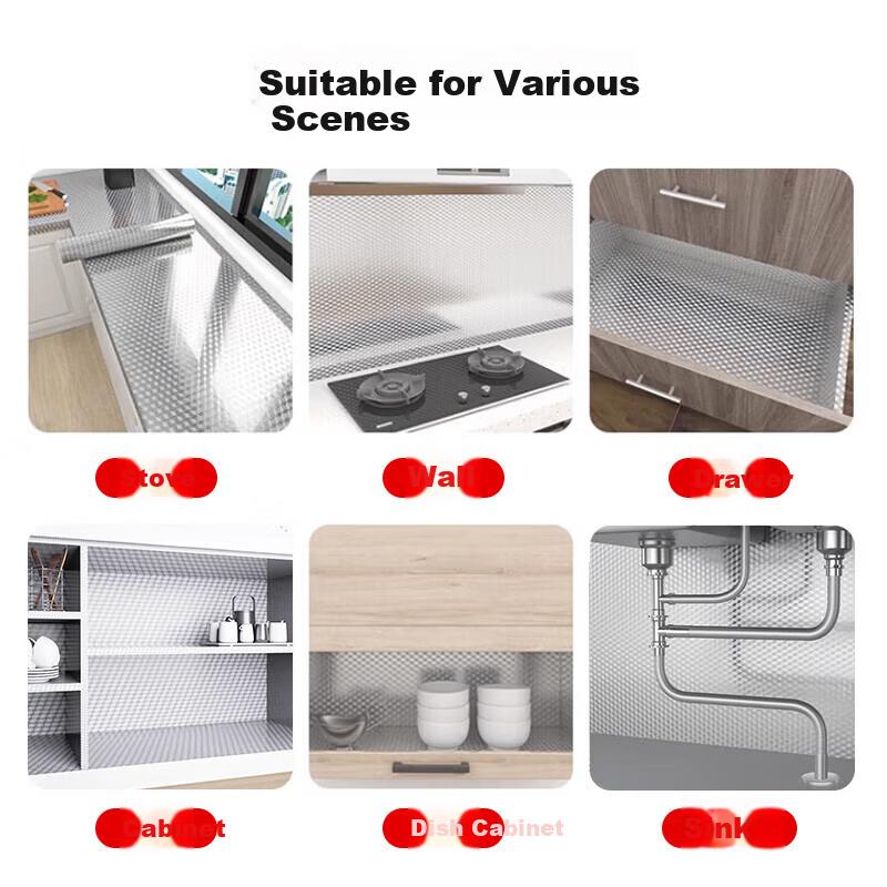 Washi Kitchen Oil-Proof Sticker High-Temperature Resistant Waterproof Aluminum Foil Self-Adhesive Thickened Cube Grid 10*0.6m