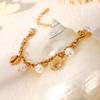 18k Gold Starfish Seashell Pearl Bracelet - Women's Versatile Seaside Vacation Accessory