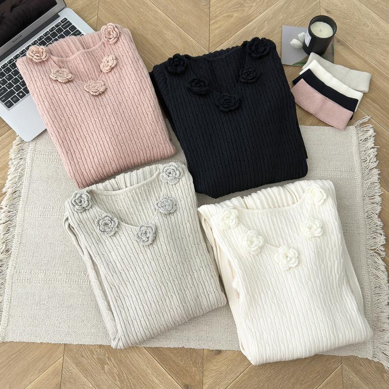 Нежный французский дизайн цветочный шарф вязаное платье для женщин осень и зима новый — фото 14