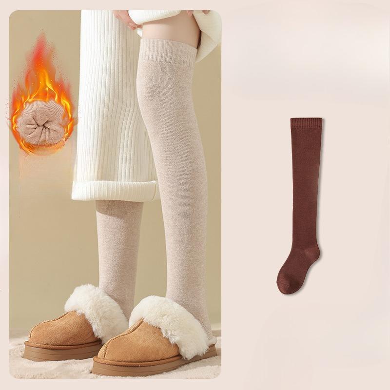 Cashmere Knee-high Women's Autumn and Winter Socks with Thickened Fleece and Anti-slip High-top Warm Loops