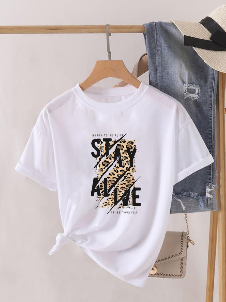 (Asian Size) Sweet Love Cute Lady Female Top Printed Fashion Graphic Short Sleeve T-shirts Tee Clothing Women Casual T Shirt