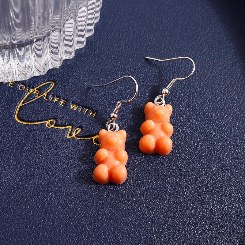 Cute Candy Color Gummy Bear Drop Earrings for Women Girls Handmade Kid's Party Jewelry Gift