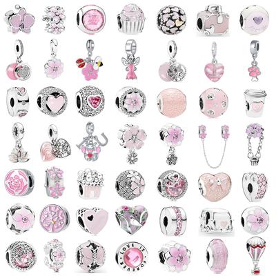 Nieuwe Mode Charme Originele Roze Collectie Vogel Vijf Bloemblaadjes Bloem Vlinder Kralen voor Originele Fasion Dames Armband Sieraden