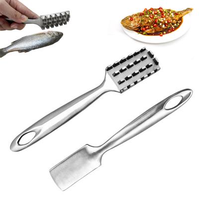 Stainless Steel Fish Scale Remover with 24 Wedge Sawtooth Ergonomic Handle Manual Fish Scale Descaler Descaling Removal Tools Kitchen Gadgets