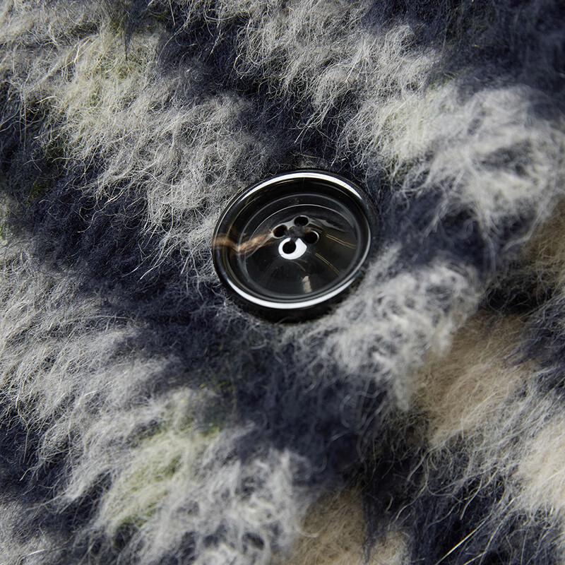 Broadcast Women's Elegant Vintage Plaid Wool Blend Mid-Length Coat