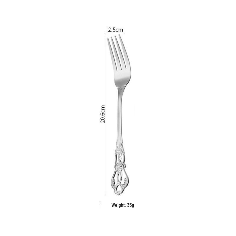Royal Court Nordic Light Luxury Stainless Steel Cutlery Set - Silver Hollowed-out Knife, Fork & Spoon